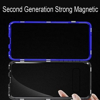 Prabangus Magnetinis Adsorbcijos Atveju, Huawei Mate 20 Pro Metalo Rėmas Aišku, Grūdinto Stiklo Dangtis Mate20 Pro Magnetic Apversti Atvejais