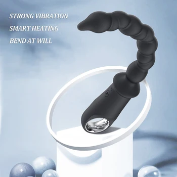 Analinis vibratorius, skirtas moterims, Bendable Silikono Prostatos Massager USB Smart šildymo Vandeniui atsparus Analinis Granulės Gėjų Snal sekso žaislai