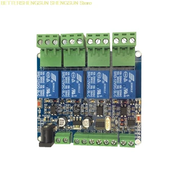 MODBUS-RTU 4 būdas relės modulis STM8S103 MCU du RS485 komunikacijos TTL