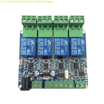 MODBUS-RTU 4 būdas relės modulis STM8S103 MCU du RS485 komunikacijos TTL