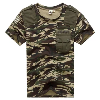 Idopy Vasaros vyriškų Jav Armijos Kratinys Kišenėje T-Shirts Quick Dry Kovoti su Karinio Stiliaus Tshirts Tees Cool