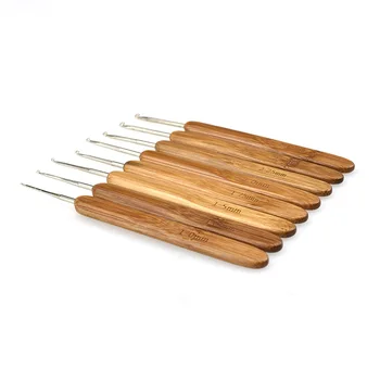 8 Vnt. Bambuko puošybinės Nustatyti Mažas Nėrinių Nėrimo Adatos 1.0-2.75 mm Mezgimo Virbalai Rankena Pynimo Siūlai, Siuvimo Priemonės