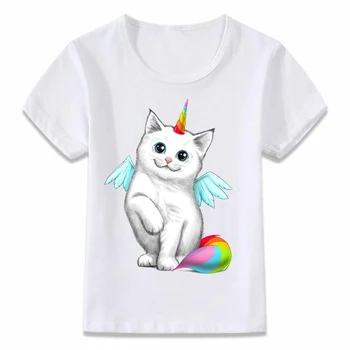 Vaikai Marškinėliai Vienaragis Katė Ir Pug Vaikų marškinėliai Berniukams Ir Mergaitėms Bamblys Tee