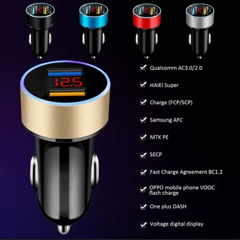 Universalus 4.8 Automobilinio Įkroviklio Dual USB Žiebtuvėlis LED Skaitmeninis Ekranas Mobiliojo Telefono Greito Įkrovimo Adapteris, Automobilinis Telefono Kroviklis