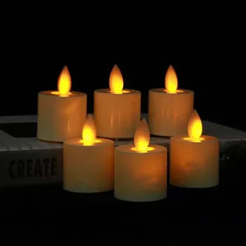6 Flameless TeaLight LED Votive Žvakės 3.7 cm(Dia)*4.8 cm(H), Dramblio kaulo Supasi Šokių Juda Viko Namų Vestuves-Gintaro