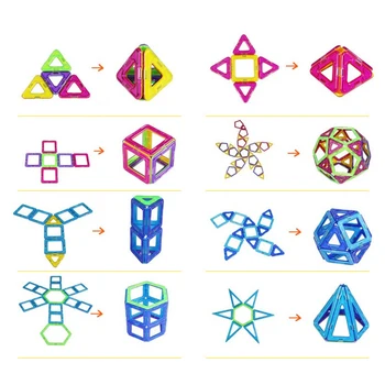54Pcs Standartinio Dydžio Kvadrato Trikampio Magnetiniai Blokai Plytų Dizaineris Žaislai Vaikams Su Dovanų Maišelis Vadovas