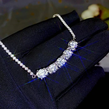 šviečia Moissanite akmuo, apyrankės moterims, papuošalai 925 sterlingas sidabro gimtadienio puotą dovana blizga geriau nei deimantas