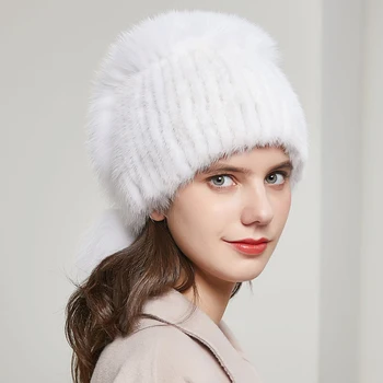 Žiemos moterų nauji audinės kailiniai kepurės mezgimo prabangos lapės kailio kepurė su deimantu, ir kamuolys Rusija karšto stilius