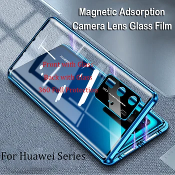Naujas Magnetiniai Telefoną Atveju Huawei P40 Pro Mate 30 Mate 20 Pro Fotoaparato Objektyvą, Stiklo Atveju Nova 6 SE 5 Garbę V30 20 Pro Metalo Atveju