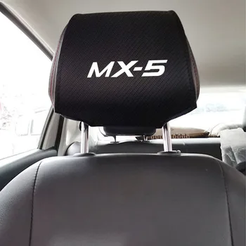 1PC Automobilio Sėdynės atlošo Pagalvėlės Pagalvė, apsauga nuo dulkių Dangtelis Mazda MX-5 MX5 Anglies Pluošto, Odos Parama Pad