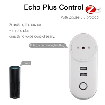 JI ZigBee3.0 Dual USB Belaidžio Lizdo Kištuką SmartThings App Nuotolinio Valdymo Echo Plius Balso Kontrolės Dirbti su Alexa 