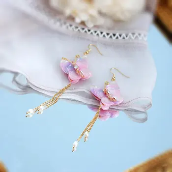 SINZRY unikalaus dizaino rankų darbo natūralių perlų konservuoti žiedlapis drugelis kutas sweety tabaluoti auskarai