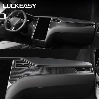 LUCKEASY Automobilių ABS centrinis kontrolės priemonė, dekoratyvinės pleistras Tesla Model X 2017-2020 apdailos apsaugos 3pcs/set