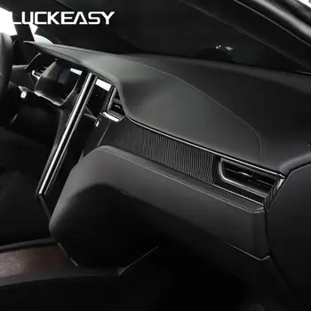 LUCKEASY Automobilių ABS centrinis kontrolės priemonė, dekoratyvinės pleistras Tesla Model X 2017-2020 apdailos apsaugos 3pcs/set