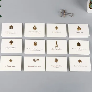 10set Metalo Festivalis palaima kortelę su paketo sveikinimo retro korteles popieriaus bokštas dobilų karūna triumfo arka