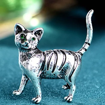 Zlxgirl antikvariniai sidabro derliaus carton katė gyvūnų formos sagės geriausia Kalėdų dovanos moterims pareiškimą punk hijab Šalikas pin