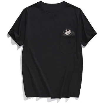 Marškinėliai Mados vasaros kišenėje vienaragis atspausdintas t-shirt vyrams, moterims, marškinėliai Hip-hop viršūnes juokinga medvilnės tees