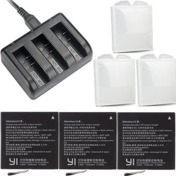 Už Xiaomi YI 4K Originalios Baterijos AZ16-1 USB 3-way Įkroviklio Xiaomi yi Veiksmų Kamera, 2 Priedai 1400mAh 4K+ Lite Baterija