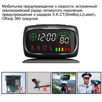 Radaro detektorius XPX G549 Radaro detektorius rusijos Automobilių jutiklis GPS 360 Laipsnių U K L CT Antiradar Greičio matavimo Anti radaras