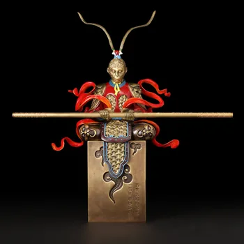 Žalvario Mūšis Dievo Sun Wukong statula，Rankų darbo Dažytos amatų，Beždžionių Karalius Menas, Skulptūra，High-end namų puošybai，verslo dovana