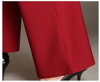 Mada Pavasarį, Rudenį Office Ponios Moterys, Raudonas Juodas Žalias Didelio Juosmens Pločio Kojos Tiesios Kelnės , 2017 Moterų Moteris, Elegantiškas Kelnės