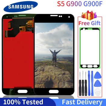 Patikrintas TFT Samsung Galaxy S5 LCD Jutiklinis Ekranas skaitmeninis keitiklis Asamblėjos S5 G900 G900F G900A G900M G901F Ekranas Su Dovana
