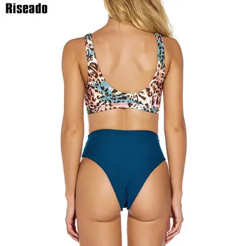 Riseado Leopard Seksualus Bikini Aukšto Juosmens Maudymosi Kostiumėlį Push Up Maudymosi Kostiumėliai Moterims, 2021 Dirželį, Maudymosi Kostiumą, Žalia Brazilijos Paplūdimio Vasaros