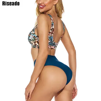 Riseado Leopard Seksualus Bikini Aukšto Juosmens Maudymosi Kostiumėlį Push Up Maudymosi Kostiumėliai Moterims, 2021 Dirželį, Maudymosi Kostiumą, Žalia Brazilijos Paplūdimio Vasaros