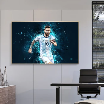Lionelis Messi Plakatai Abstrakčiai Futbolo Žaidėjas Drobė Spausdinti Paveikslai Sporto Sienos Menas Namų Puošybai Nuotraukas Kambarį