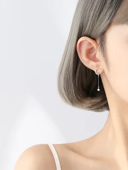 925 sterlingas sidabro apskritime dizaino auskarai moterų temperamentas nišą auskarai mados asimetriškas auskarai šiuolaikinės moterys