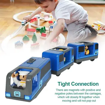 Geležinkelio Lokomotyvų Magnetinio Prijungtas Elektros Mažų Traukinį Magnetinių Bėgių Žaislas Suderinama Su Medinių Bėgių Metu Vaikams