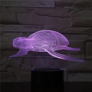 3D-1552 vėžlys, LED Akrilo Naktį Šviesa, su 7 Spalvų Jutiklinis Nuotolinio Valdymo Iliuziją, Pakeisti Namo Apdaila Žibintai