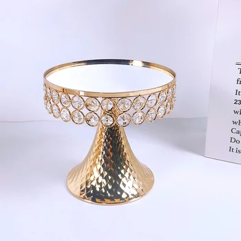 5 Vnt Aukso Electroplate Kristalų Tortas Stovi Komplektas Veidrodis, Metalo Cupcake Ekranas Vestuvių, Gimtadienio Desertas Plokštės Stovo