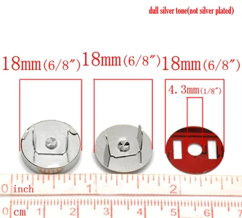 DoreenBeads 4 Rinkiniai sidabro spalvos Magnetinis Rankinės Snap Sąsagos/ Uždarymas Piniginės Rankinės 18mm(6/8