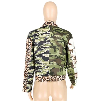 Tsuretobe Leopard Kratinys Kamufliažinės Striukės Moterims Mados Apkarpytos Striukė Rudenį 2020 Moterų Drabužių Streetwear Paltai Moterims