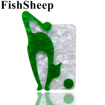 FishSheep Green Fox Sagė Moterų Ir Vyrų Mielas Plastiko Geometrinis Gyvūnų Smeigtukus Ir Sages Ženklelis Mados Sagės Papuošalai Dovana