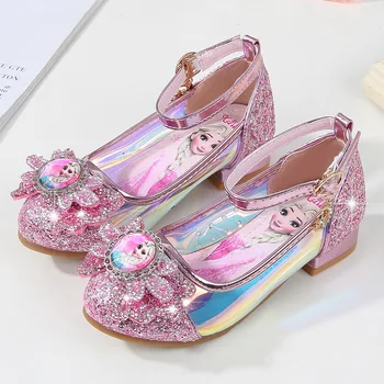 2019 naujų Mergaičių Princess bateliai vaikų aukšti kulniukai pavasarį ir rudenį naujos vidaus batai Užšaldyti kristalų batai ES dydis 26-36