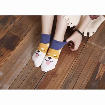 Moterų tiesiai valtis kojinės animaciją kačių ir šunų modelio asmenybės mados patogus medvilnės kojinės studentų laisvalaikio mielas kojinės