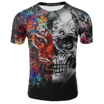 2021 naujas vyrų vasaros kaukolė spausdinti vyriški trumparankoviai marškinėliai 3D marškinėliai atsitiktinis kvėpuojantis T-shirt ir plius dydžio marškinėlius