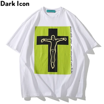Tamsiai Piktogramą skersgatvio Marškinėlius Vyrų 2020 Metų Vasaros Hip-Hop T-shirt Apvalus Kaklas Vyrų Tee Marškinėliai