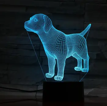 Mielas Šuniukas Šuo 3D Optinė Iliuzija Lentelė Šviesos Nuotaika Lempos Jutiklinis Nuotolinio Valdymo pultas 7 Spalvų Namų Šviesos Vaikai Dovanų Nemokamai Dropship 3D1412
