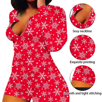 2020 Kalėdų Sexy Moterys Ilgomis Rankovėmis Naktiniai Drabužiai Šortai Jumpsuit Sleepwear Tracksuit Vasaros Pajama Onesie Moterims