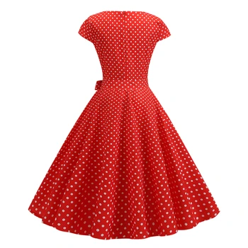 Bebovizi Naujas Moterų Vestidos Verano 2019 Šalies Derliaus Raudonos Suknelės, Plius Dydis Atsitiktinis Biuro Seksualus Dot Spausdinti Elegantiškas Tvarstis Suknelė