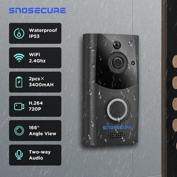 SNOSECURE Vandeniui Vaizdo Ryšio Wifi Doorbell Domofonas, Signalizacija Namų Belaidžio Vaizdo Durų telefoną Už Buto Baterija Doorphone