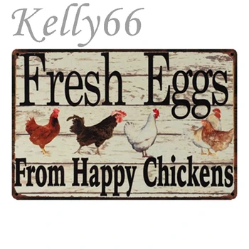 [ Kelly66 ] Šviežių Kiaušinių, Iš Laimingi Viščiukų ir Derliaus Metalo Pasirašyti Plakatas Namų Dekoro Juosta Sienos Meno Tapybos 20*30 CM Dydžio y-1435