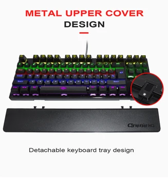 Automatinė Klaviatūros 87 Klavišus Pereiti Žaidimų Klaviatūra RGB LED Šviesos Laidinio USB Klaviatūra su Hand Poilsio turėtojas