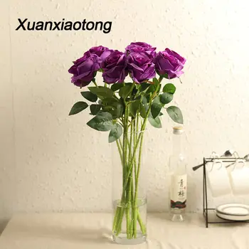Xuanxiaotong 5 vnt/set Purple Rose Dirbtinio Šilko Gėlių Puokštė Vestuves Vainikas Temą Apdailos Patenka Namų Stalo Dekoras