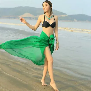 Moterų Vientisos Spalvos Šifono Paplūdimio Skara Skara Vasaros Saulės Šalikai Bandana Foulard Femme Bikini Padengti Iki Sarongas Šilko Šalikas
