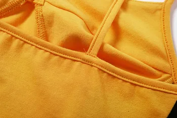Geltonos Spalvos Berankovė Slim Apkarpyti Viršūnes Moterų 2020 M. Vasarą Seksualus Spagečiai Dirželiai Moterų Laiškas Spausdinti Tankų Streetwear Backless Camis
