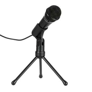 SF-910 Mikrofonas Telefono 3.5 mm Kabelio Laidinio Su Trikojis Stovas PC Mic Kompiuterių Nešiojamas Karaoke Studiją Darbalaukio Įrašymas